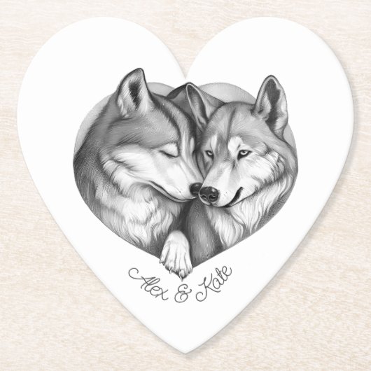 Dessous-de-verre En Papier Wolf Couple (Devant)