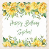 Dessous-de-verre En Papier Yellow Sage Green Flowers Floral Party Napkins (Devant)