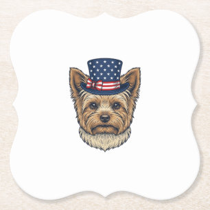 Dessous-de-verre En Papier Yorkshire Terrier Patriotique Vintage