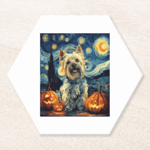 Dessous-de-verre En Papier Yorkshire terrier Yorkie Chien de van gogh starry
