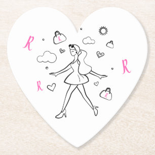 Dessous-de-verre En Papier Young Fashion Girl - Sketting Art en noir et blanc