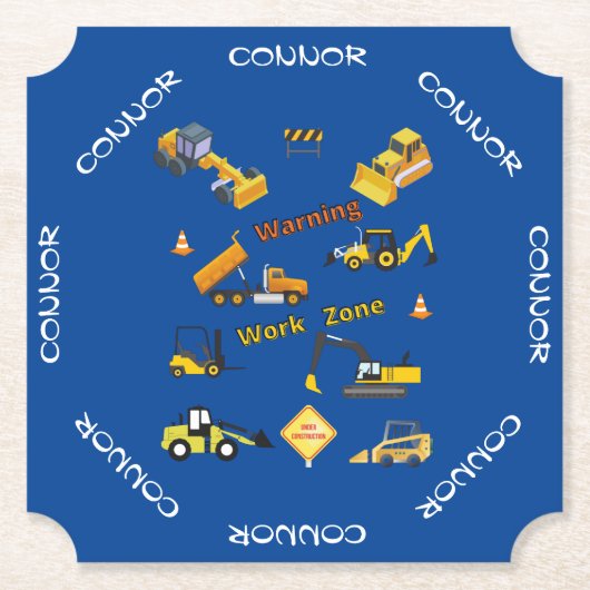 Dessous-de-verre En Papier Zone de travail d'avertissement de construction pe (Devant)