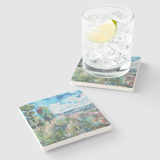 dessous-de-verre en pierre. (Côté)