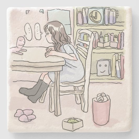 DESSOUS-DE-VERRE EN PIERRE さいくさじ 机に向かう (Devant)