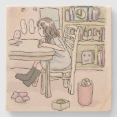 DESSOUS-DE-VERRE EN PIERRE さいくさじ 机に向かう (Devant)