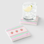 DESSOUS-DE-VERRE EN PIERRE イチゴ柄がかわいい ピンク♡ (Côté)