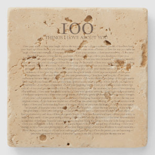 Dessous-de-verre En Pierre 100 choses que j'aime de toi Cadeau d'anniversai