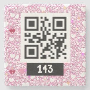 Dessous-de-verre En Pierre 143 message secret de code QR, dites-le décoder. v