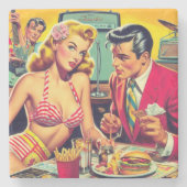 Dessous-de-verre En Pierre 1950 Retro Coulpe (Devant)