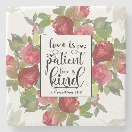 Dessous-de-verre En Pierre 1 Corinthiens 13:4 L'amour est le patient L'amour  (Devant)
