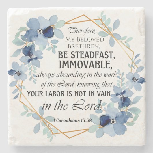 Dessous-de-verre En Pierre 1 Corinthiens 15:58 Inspirational Verse Floral (Devant)