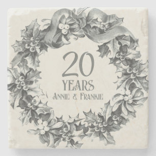 Dessous-de-verre En Pierre 20e anniversaire de mariage vintage antique élégan