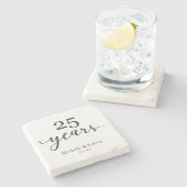 Dessous-de-verre En Pierre 25 Anniversaire mariage Argent Élégant (Côté)