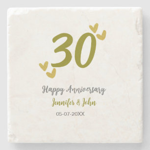 Dessous-de-verre En Pierre 30e anniversaire heureux couple de mariages gris d