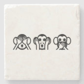 Dessous-de-verre En Pierre 3 singes sages Emoji (Devant)