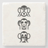 Dessous-de-verre En Pierre 3 Singes Sages Emoji (Devant)