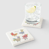 Dessous-de-verre En Pierre 4 Oiseaux amusants Thunder_Cove (Côté)