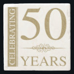 Dessous-de-verre En Pierre 50e anniversaire du Mariage<br><div class="desc">Un beau motif en or élégant sur une idée cadeau d'anniversaire mariage unique.</div>