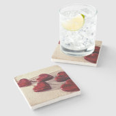 Dessous-de-verre En Pierre 5 Coeurs rouges en bois entrelacés ensemble (Côté)