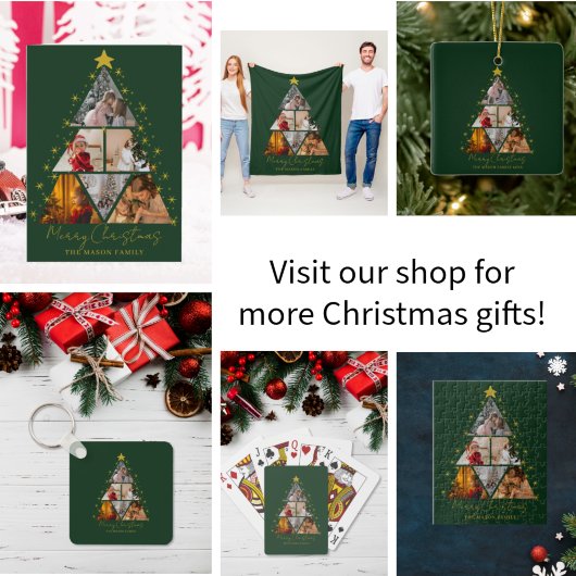 Dessous-de-verre En Pierre 6 Photo Tree Shape Christmas Card
