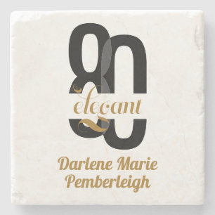 Dessous-de-verre En Pierre 80e anniversaire minimum et élégant Black Gold 80e