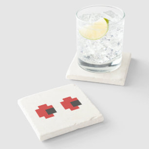 Dessous-de-verre En Pierre 8 bits Éffrayants yeux rouges