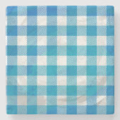 Dessous-de-verre En Pierre à damiers Buffalo Plaid bleu et blanc (Devant)