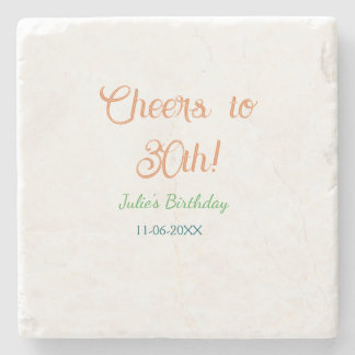 Dessous-de-verre En Pierre À la 30e anniversaire nom date orange vert bleu