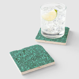 Dessous-de-verre En Pierre A l'air de jade vert texturé de mur