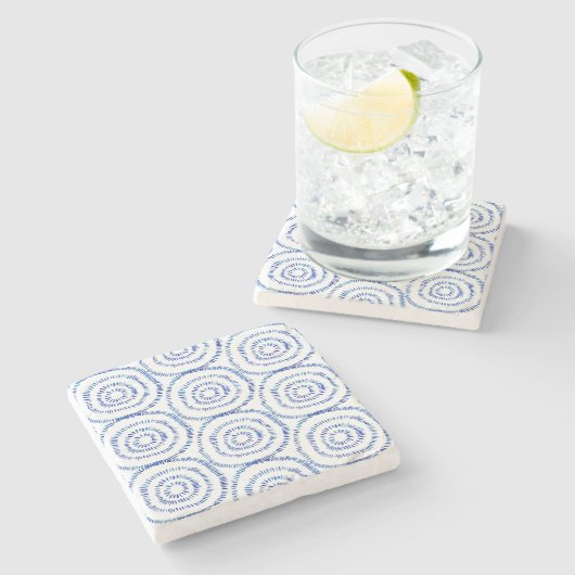 Dessous-de-verre En Pierre Abstrait Bleu brosse côtier (Côté)
