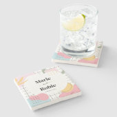 Dessous-de-verre En Pierre Abstrait coloré Memphis Mariage (Côté)