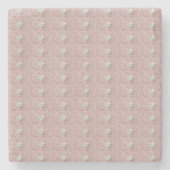 Dessous-de-verre En Pierre Abstrait de fleurs blanches   (Devant)