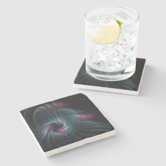 Dessous-de-verre En Pierre Abstrait Imaginaire coloré fractal