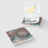 Dessous-de-verre En Pierre Abstrait Imaginaire dynamique Fractal Art Brown Bl (Côté)