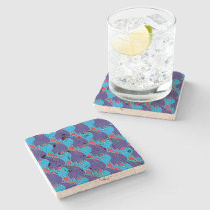 Dessous-de-verre En Pierre Abstrait moderne BLUE et rouge Rainbow gouttes mot