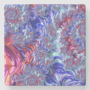 Dessous-de-verre En Pierre Abstrait Numérique Fractal Coloré Trippy Groovy