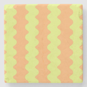 Dessous-de-verre En Pierre Accent de vaisselle à boire Orange Lime Wavy Strip