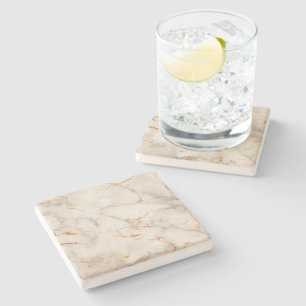 Dessous-de-verre En Pierre Accents marrons et motif abstrait blanc