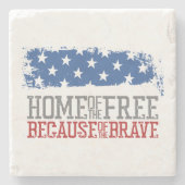 Dessous-de-verre En Pierre Accueil des libres à cause du brave drapeau améric (Devant)