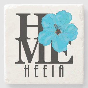 Dessous-de-verre En Pierre ACCUEIL Hibiscus bleu Heeia Hawaii