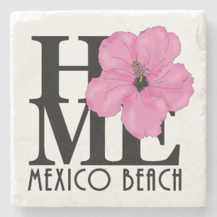 Dessous-de-verre En Pierre ACCUEIL Mexique Plage Hibiscus rose