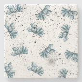 Dessous-de-verre En Pierre Acier élégant bleu Floral (Devant)