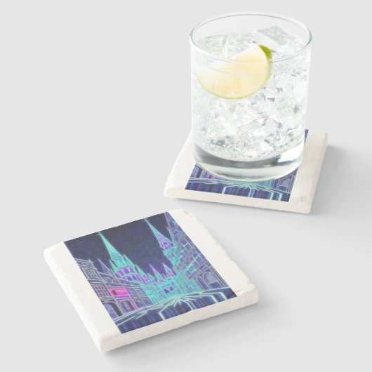 Dessous-de-verre En Pierre Acropole cintrante (Côté)