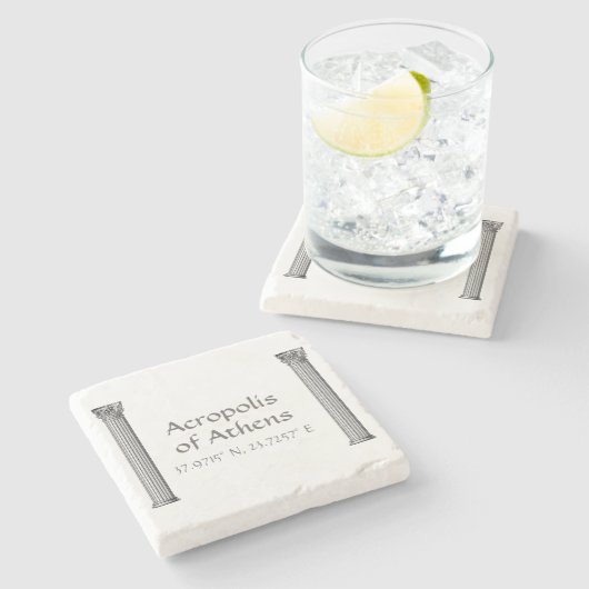 Dessous-de-verre En Pierre Acropole d'Athènes Latitude Longitude (Côté)