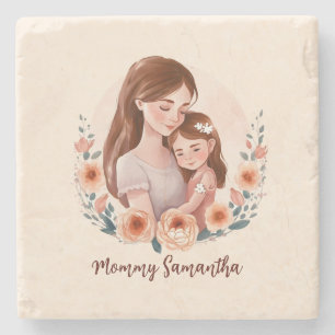 Dessous-de-verre En Pierre Adorable maman et fille Bond - Cadre Floral