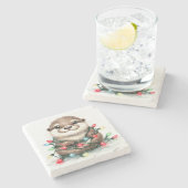 Dessous-de-verre En Pierre adorable Otter de Noël (Côté)