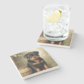 Dessous-de-verre En Pierre Adorable Rottweiler (Côté)
