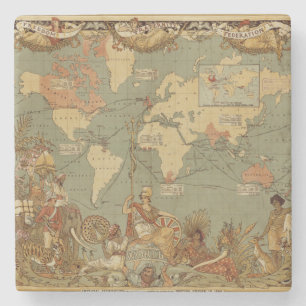 Dessous-de-verre En Pierre Affiche de la carte du monde de l'Empire britanniq