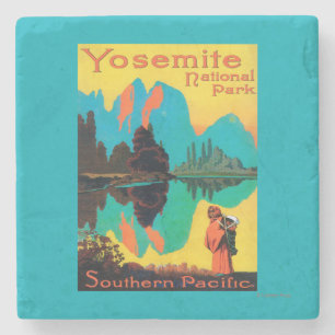 Dessous-de-verre En Pierre Affiche de touristes - parc national de Yosemite,