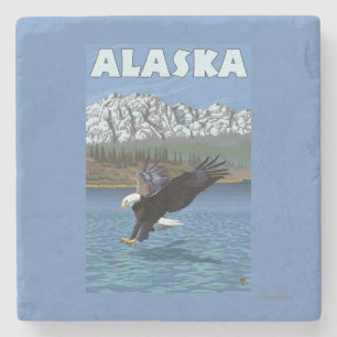 Dessous-de-verre En Pierre Affiche de Vintage voyage d'AlaskaBald Eagle